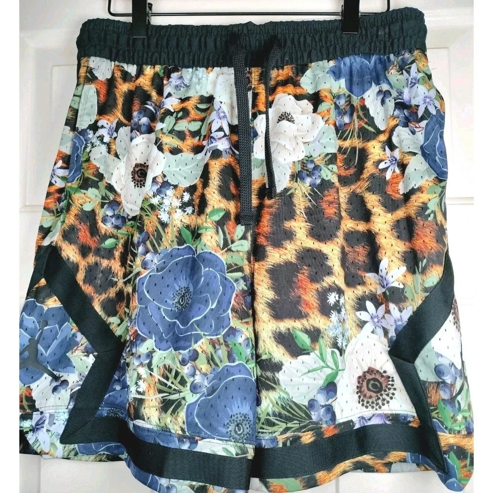 Jordan Men's Dri-FIT Diamond Shorts Floral Leopard Mesh Blue Size L FQ2945-457